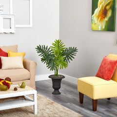 3.5’ Philodendron Artificial Plant in Charcoal Urn (Real Touch)