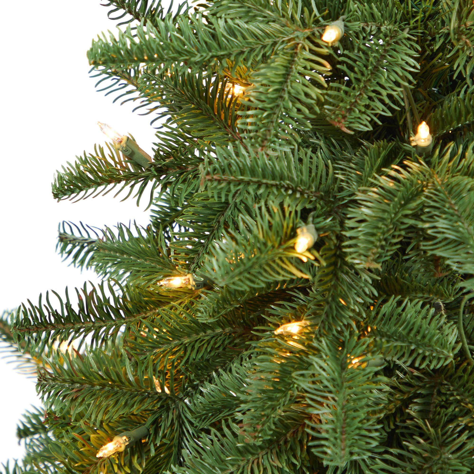 3.5’ South Carolina Spruce Artificial Christmas Tree with 100 White Warm Light and 458 Bendable Branches in Red Planter