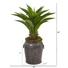 37” Agave Artificial Plant in Metal Planter