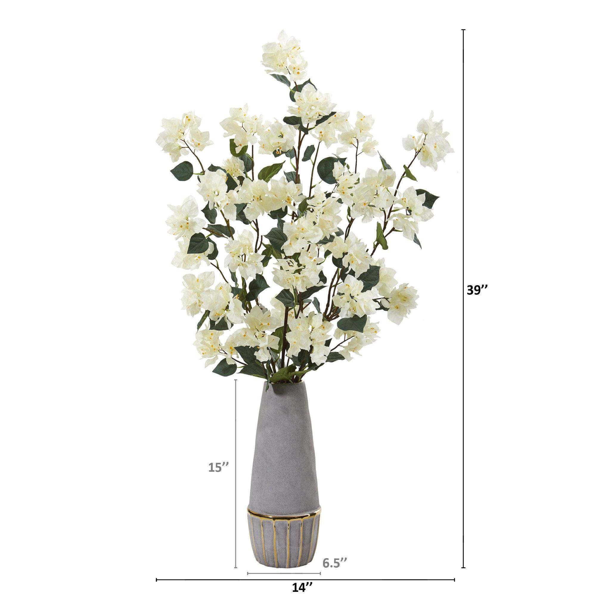 39” Bougainvillea Artificial Arrangement in Stoneware Vase