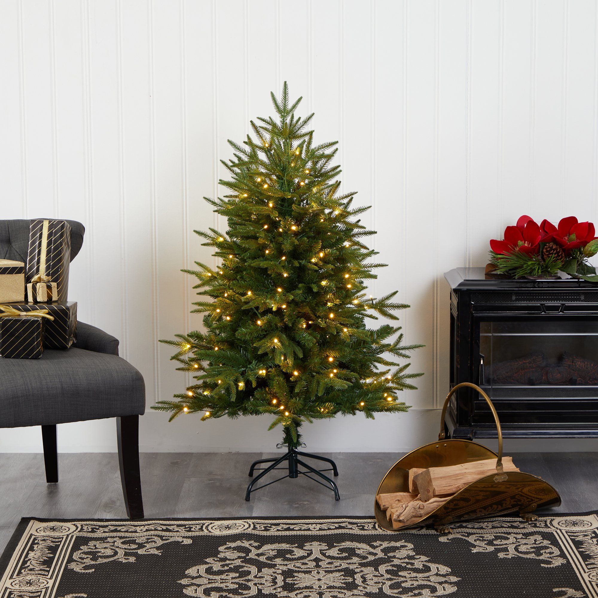 4’ Colorado Mountain Fir “Natural Look” Artificial Christmas Tree with 150 Clear LED Lights