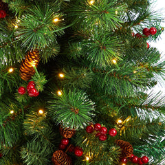 4’ Flat Back Montreal Mountain Artificial Christmas Tree with Pine Cones and Berries