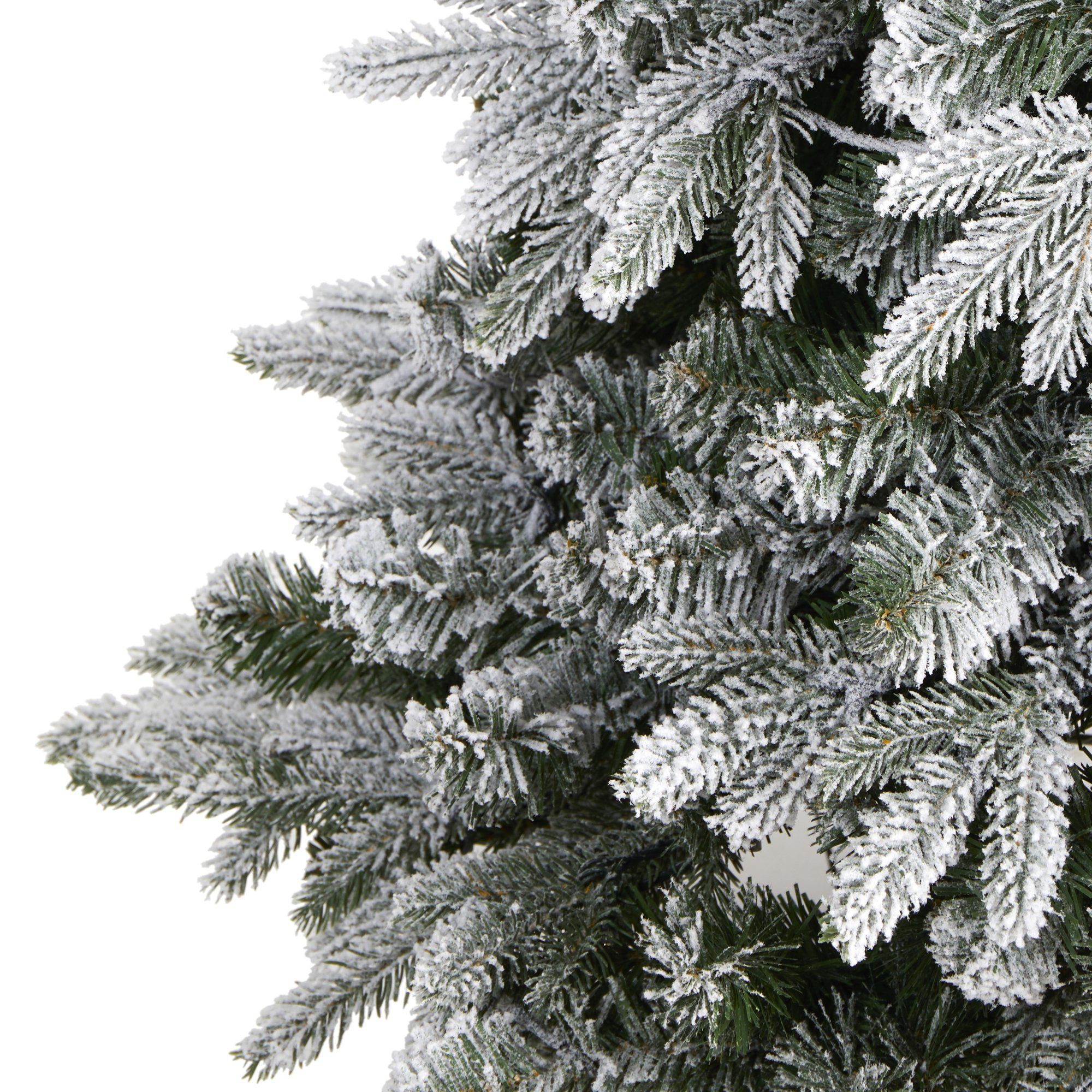 4’ Flocked Full Bodied Swedish Spruce Artificial Christmas Tree with 170 Clear LED Lights and 418 Bendable Branches