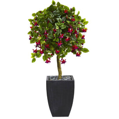 4’ Fuschia Artificial Tree in Black Wash Planter