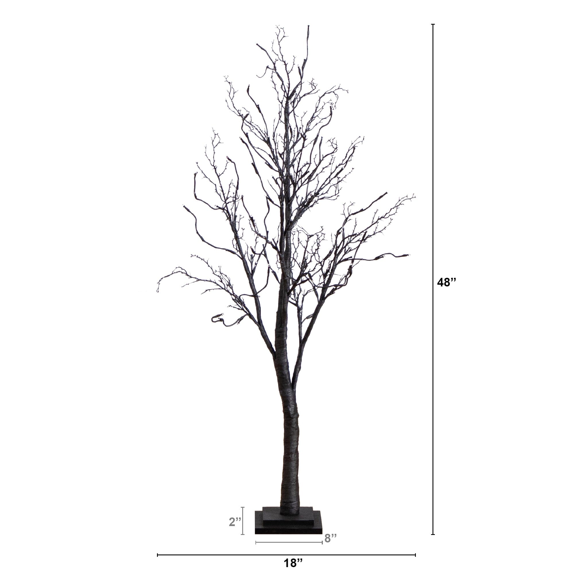 4’ Pre-Lit Halloween Deluxe Black Twig Artificial Tree with 81 Orange & Purple LED Lights