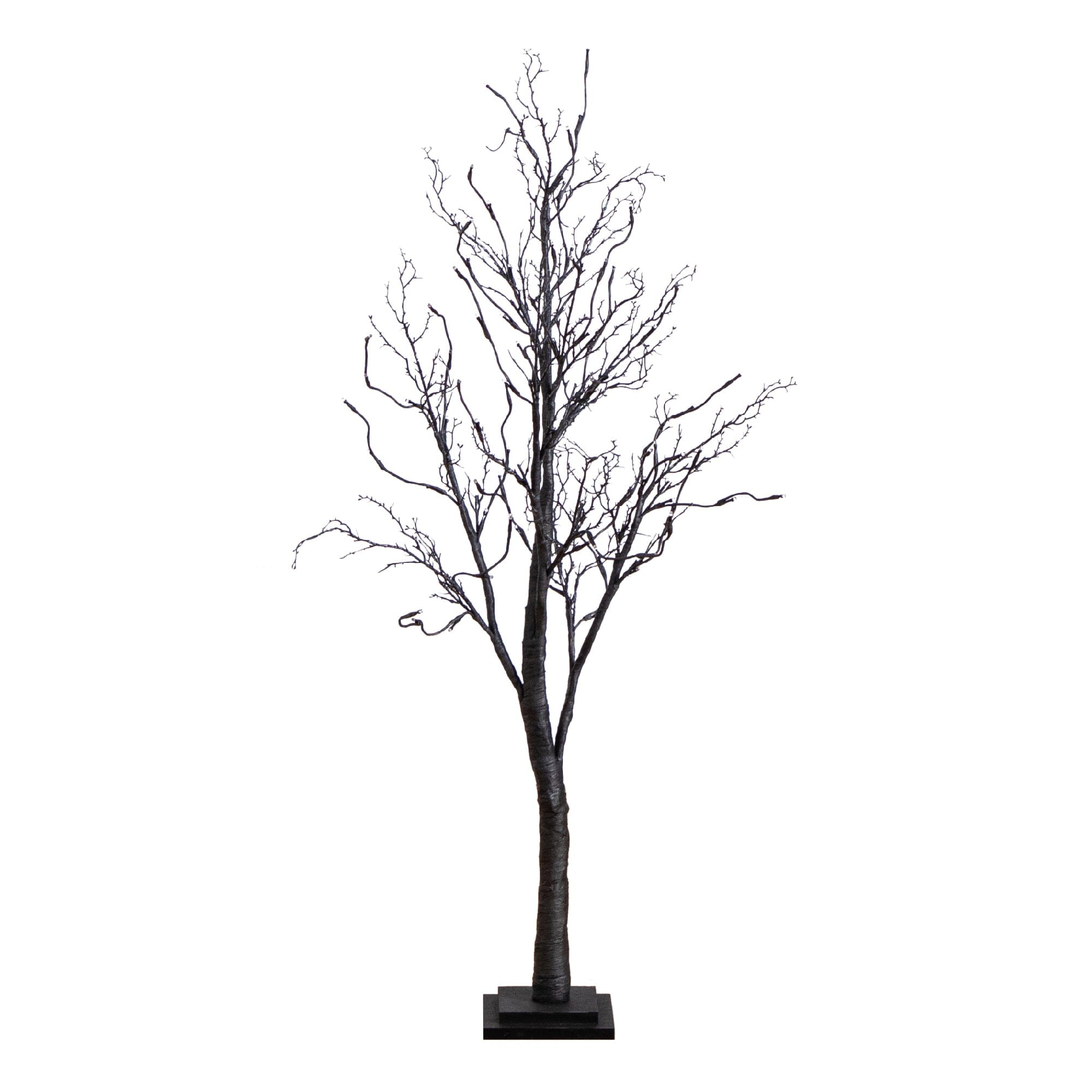 4’ Pre-Lit Halloween Deluxe Black Twig Artificial Tree with 81 Orange & Purple LED Lights
