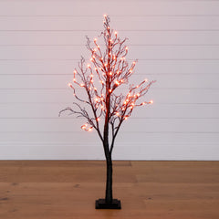 4’ Pre-Lit Halloween Deluxe Black Twig Artificial Tree with 81 Orange & Purple LED Lights