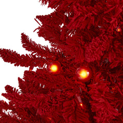 4' Red Flocked Fraser Fir Artificial Christmas Tree