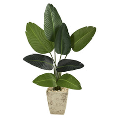 4’ Traveler's Palm Artificial Tree in Country White Planter