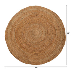 4’ x 4’ Hand Braided Boho Jute Round Rug