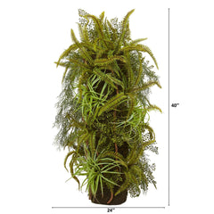 40” Mixed Forest Foliage Artificial Plant on Trunk