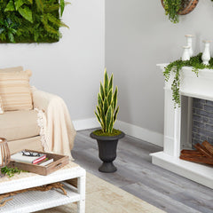40” Sansevieria Artificial Plant in Charcoal Urn