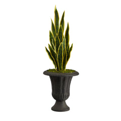 40” Sansevieria Artificial Plant in Charcoal Urn