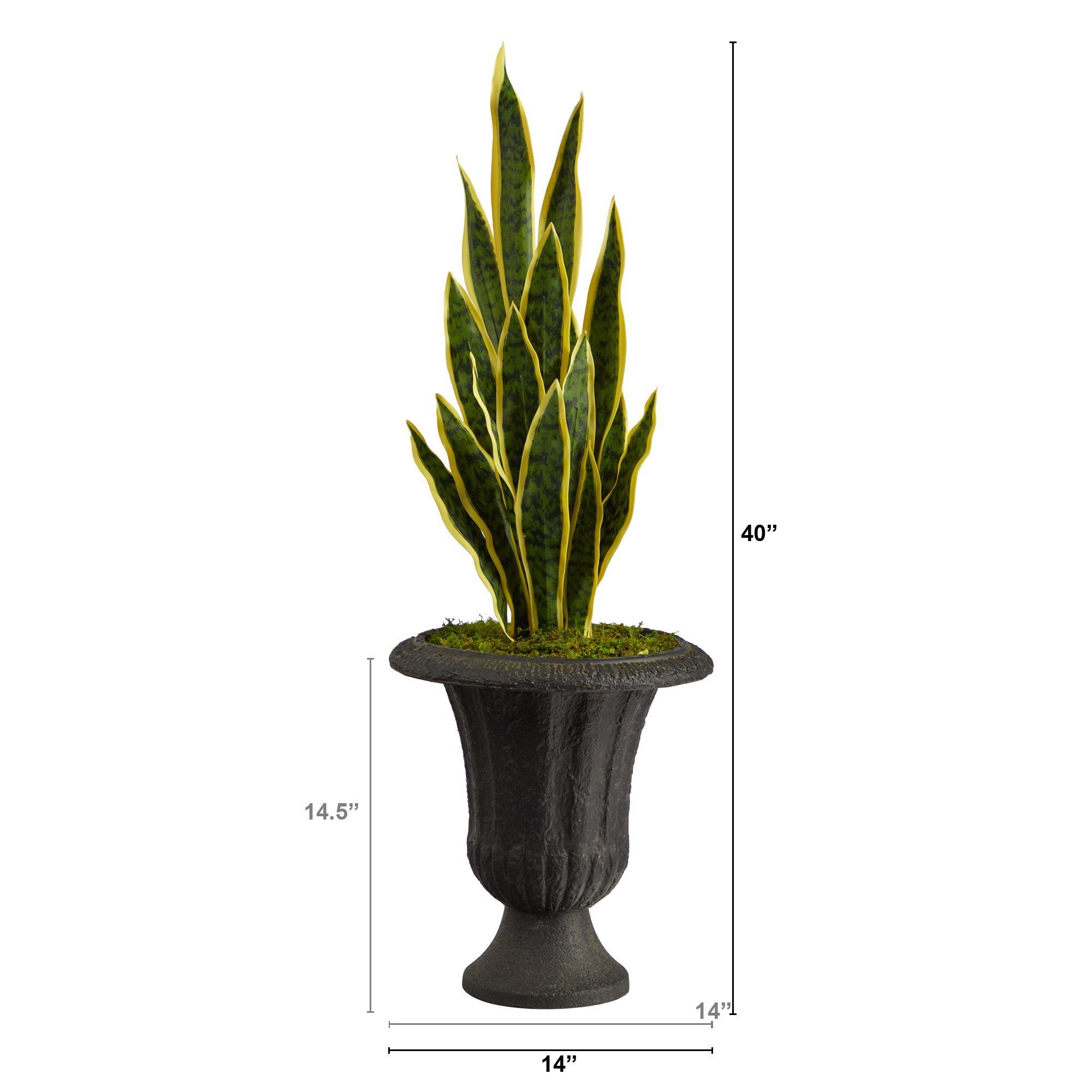 40” Sansevieria Artificial Plant in Charcoal Urn