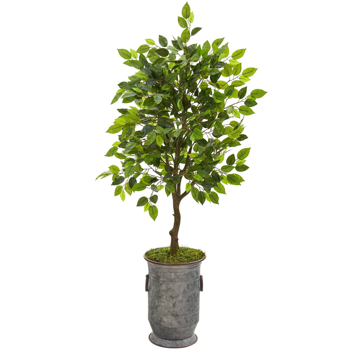 41” Ficus Artificial Tree in Vintage Metal Planter