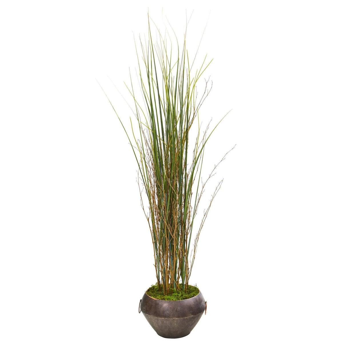 41” Grass and Bamboo Artificial Plant in Metal Bowl