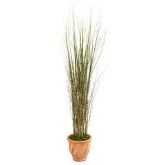 41” Grass and Bamboo Artificial Plant in Terra-cotta  Planter