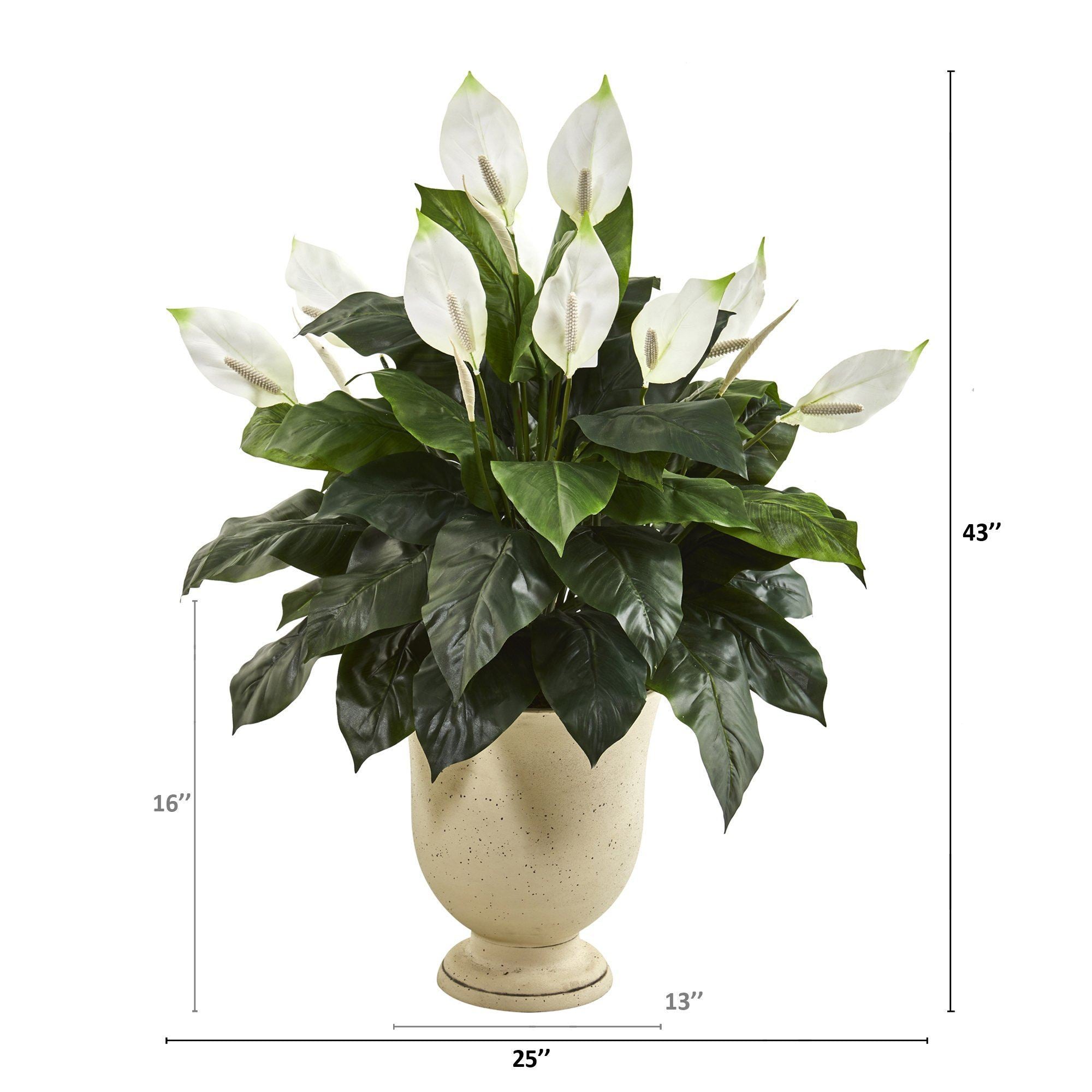 43” Spathifyllum Artificial Plant in White Urn