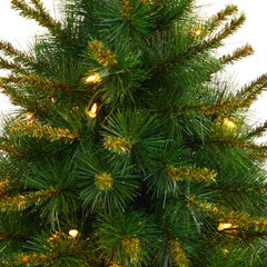 44” New England Pine Artificial Christmas Tree with 50 Clear Lights and 117 Bendable Branches in Decorative Urn