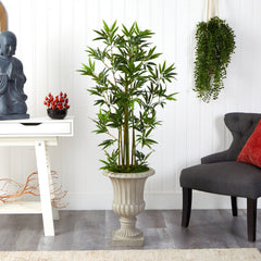 4.5’ Bamboo Palm Artificial Tree in Sand Finished Urn