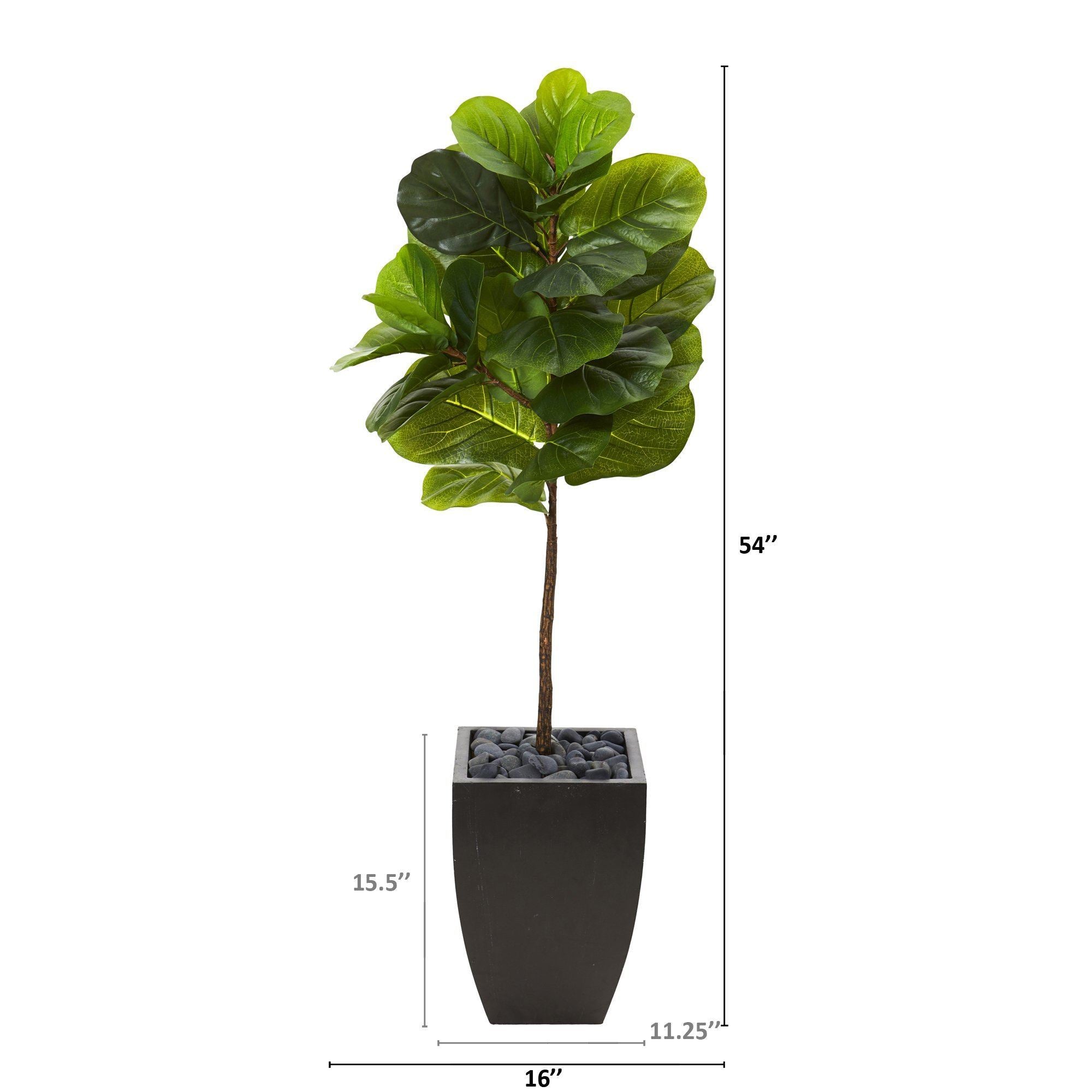 4.5’ Fiddle Leaf Artificial Tree in Black Planter (Real Touch)