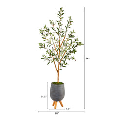 4.5’ Olive Artificial Tree in Gray Tripod Planter
