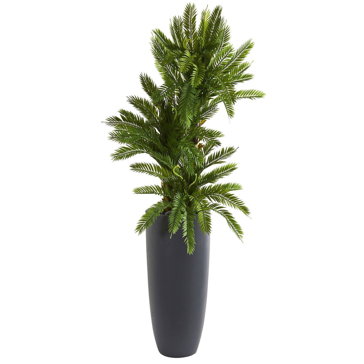 4.5’ Triple Cycas Artificial Plant in Gray Planter