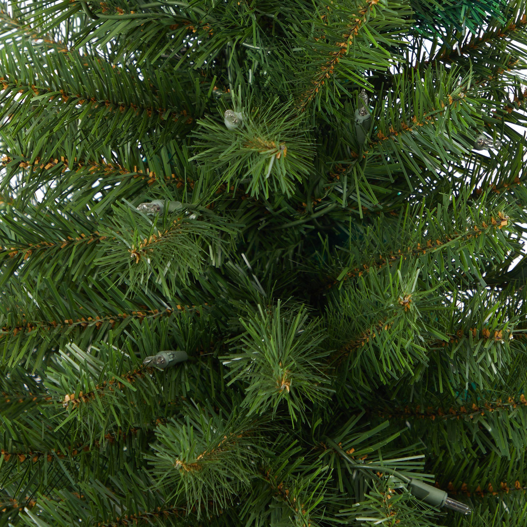 4.5’ Virginia Fir Artificial Christmas Tree with 100 Clear Lights and 223 Bendable Branches in Red Planter