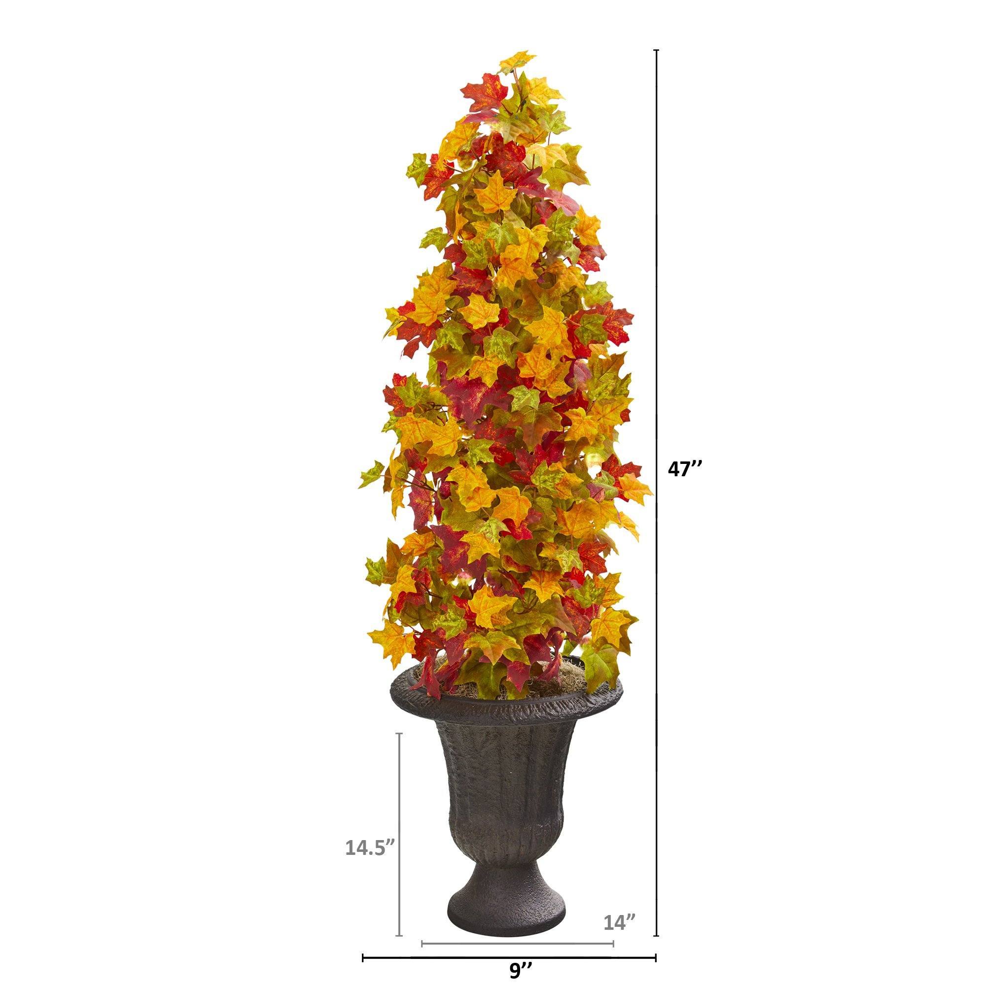 47” Autumn Maple Artificial Tree in Decorative Brown Urn