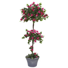 5’ Bougainvillea Artificial Topiary Tree in Gray Planter