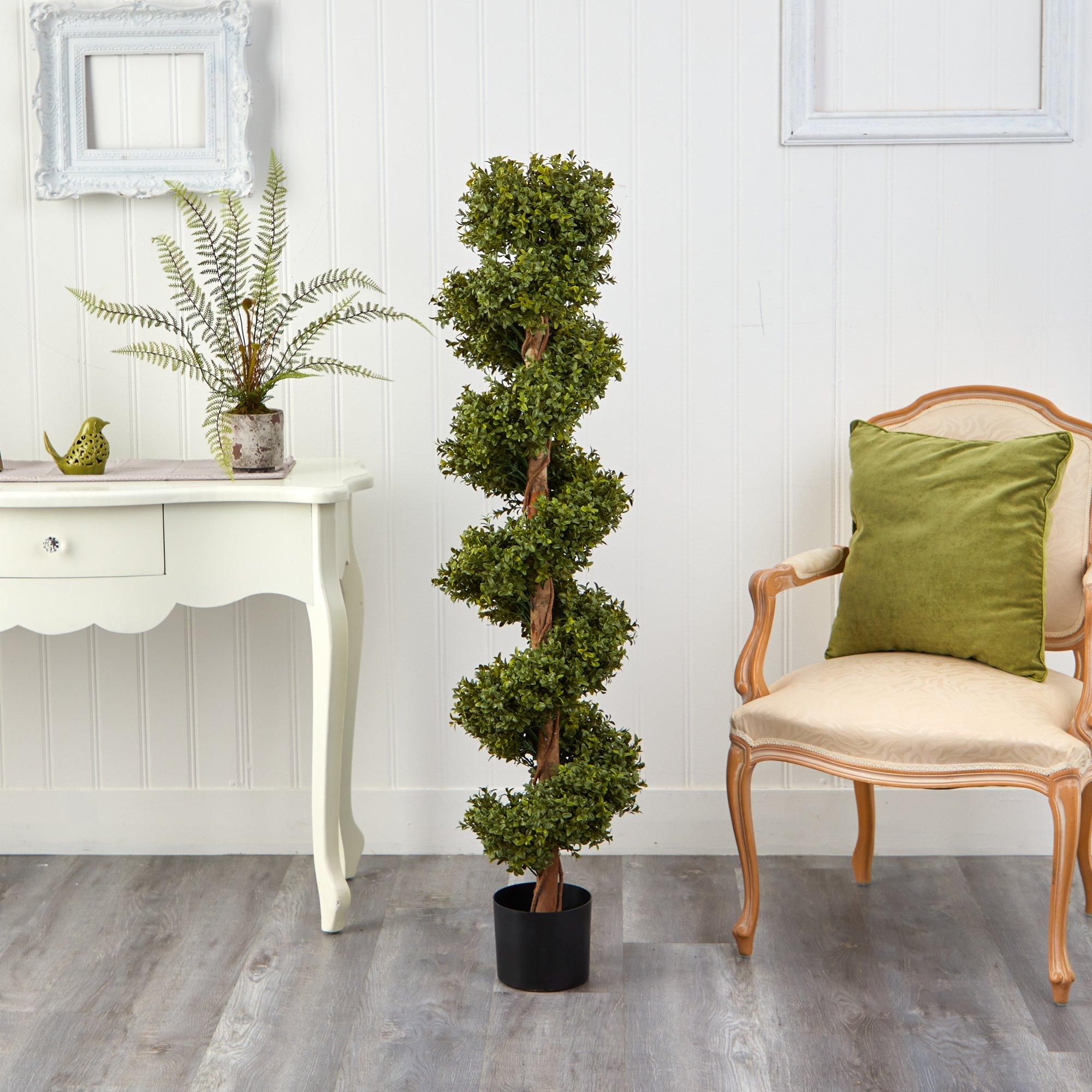 5’ Boxwood Topiary Spiral Artificial Tree (Indoor/Outdoor)
