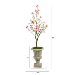 5’ Cherry Blossom Artificial Tree in Sand Finished Urn