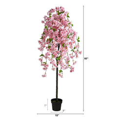5' Artificial Pink Cherry Blossom Tree