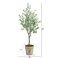 5’ Eucalyptus Artificial Tree in Farmhouse Planter