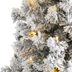 5' Flocked West Virginia Fir Artificial Christmas Tree with 150 LED Lights