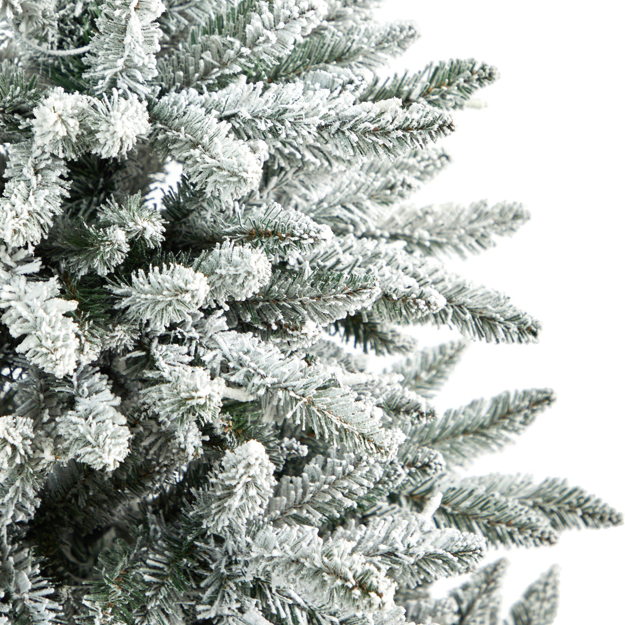 5’ Flocked West Virginia Spruce Christmas Tree with 200 Clear Lights and 604 Bendable Branches