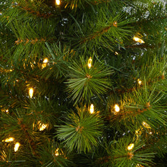 5’ Green Valley Pine Artificial Christmas Tree with 100 Warm White LED Lights and 201 Bendable Branches in Bronze Metal Planter
