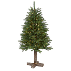 5' Napa Valley Pine Artificial Christmas Tree with 200 Warm White LED Lights, 335 Bendable Branches on a Faux Wood Stand