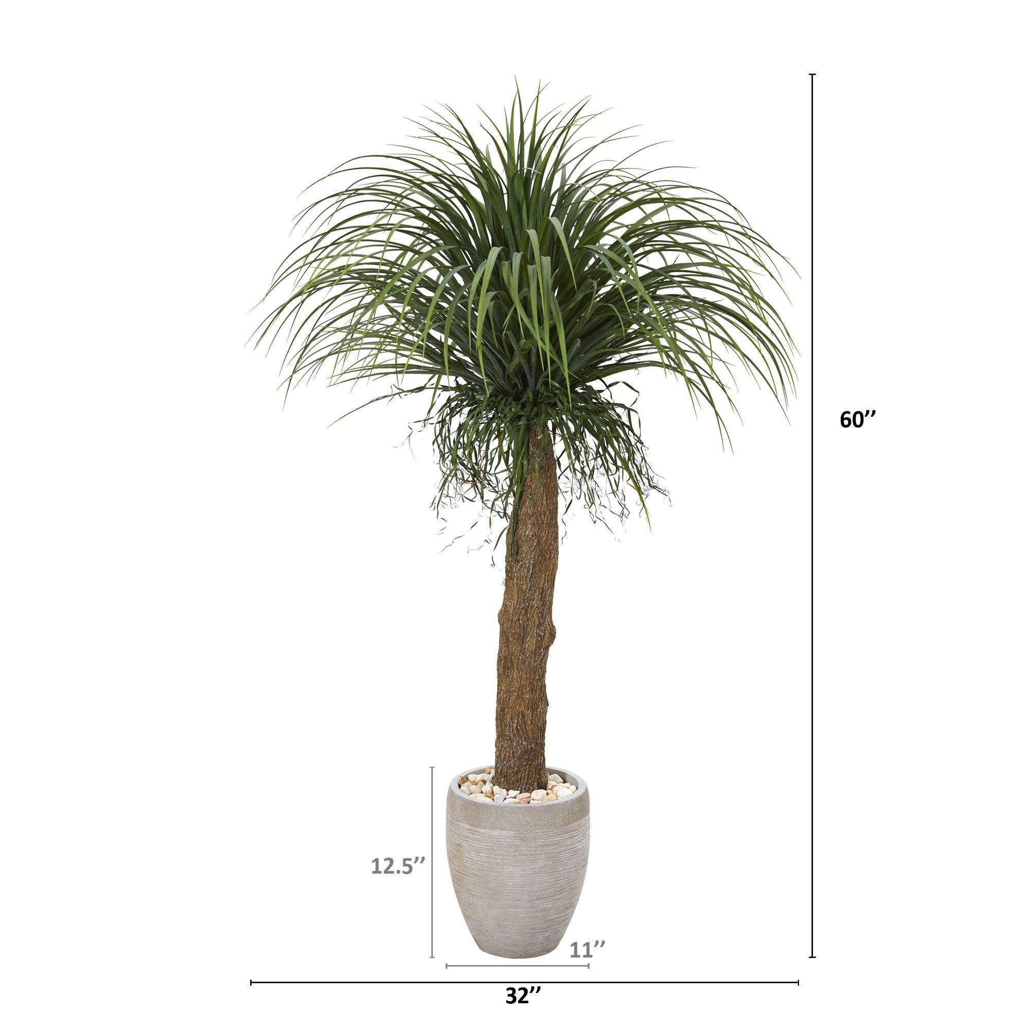 5’ Pony Tail Palm Artificial Plant in Sand Colored Planter