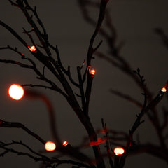 5’ Pre-Lit Halloween Deluxe Black Twig Artificial Tree with 102 Orange & Purple LED Lights
