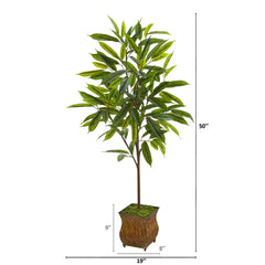 50” Ficus Artificial Plant in Decorative Metal Planter