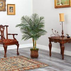 50” Golden Cane Artificial Palm Tree in Metal Planter