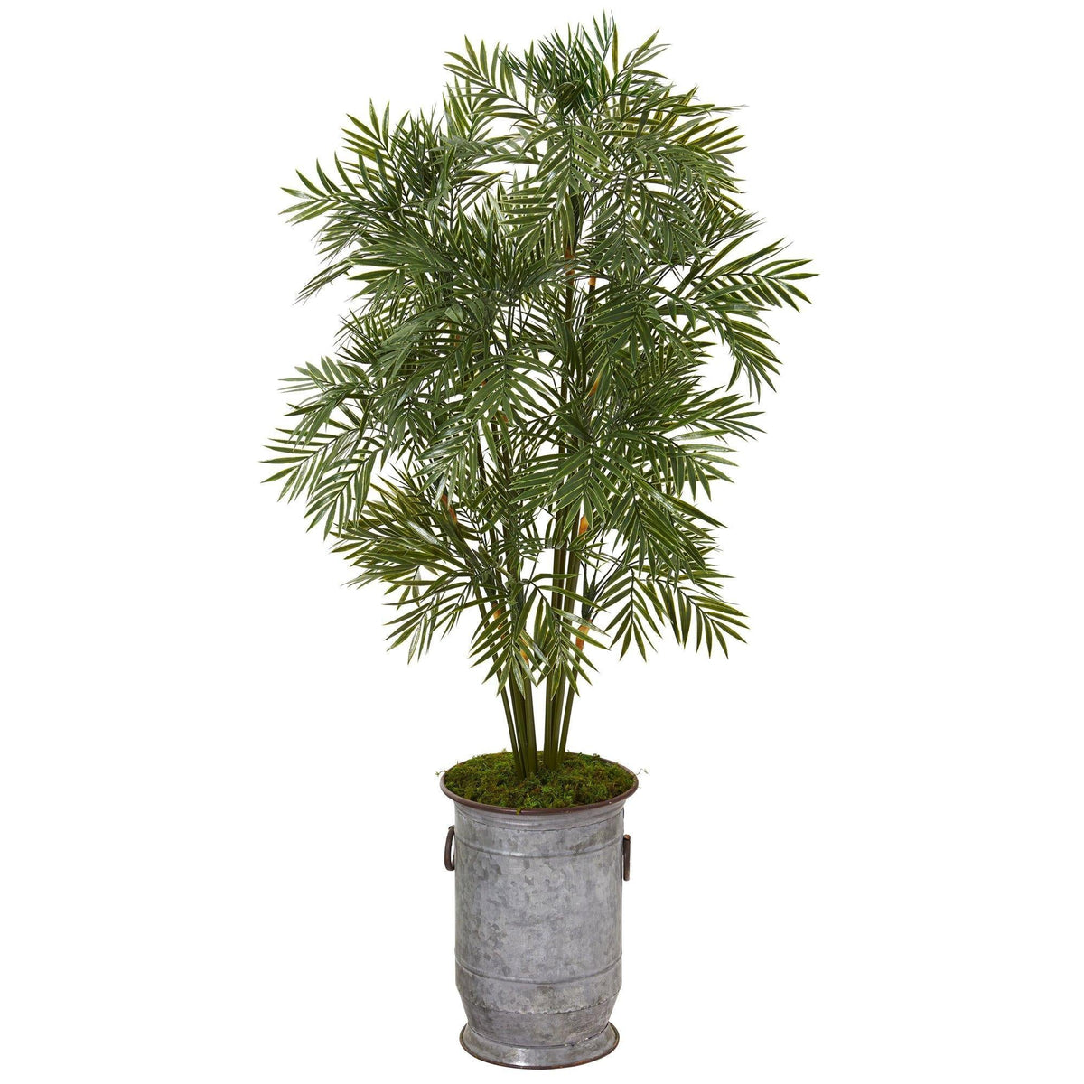 51” Parlor Palm Artificial Tree in Vintage Metal Planter