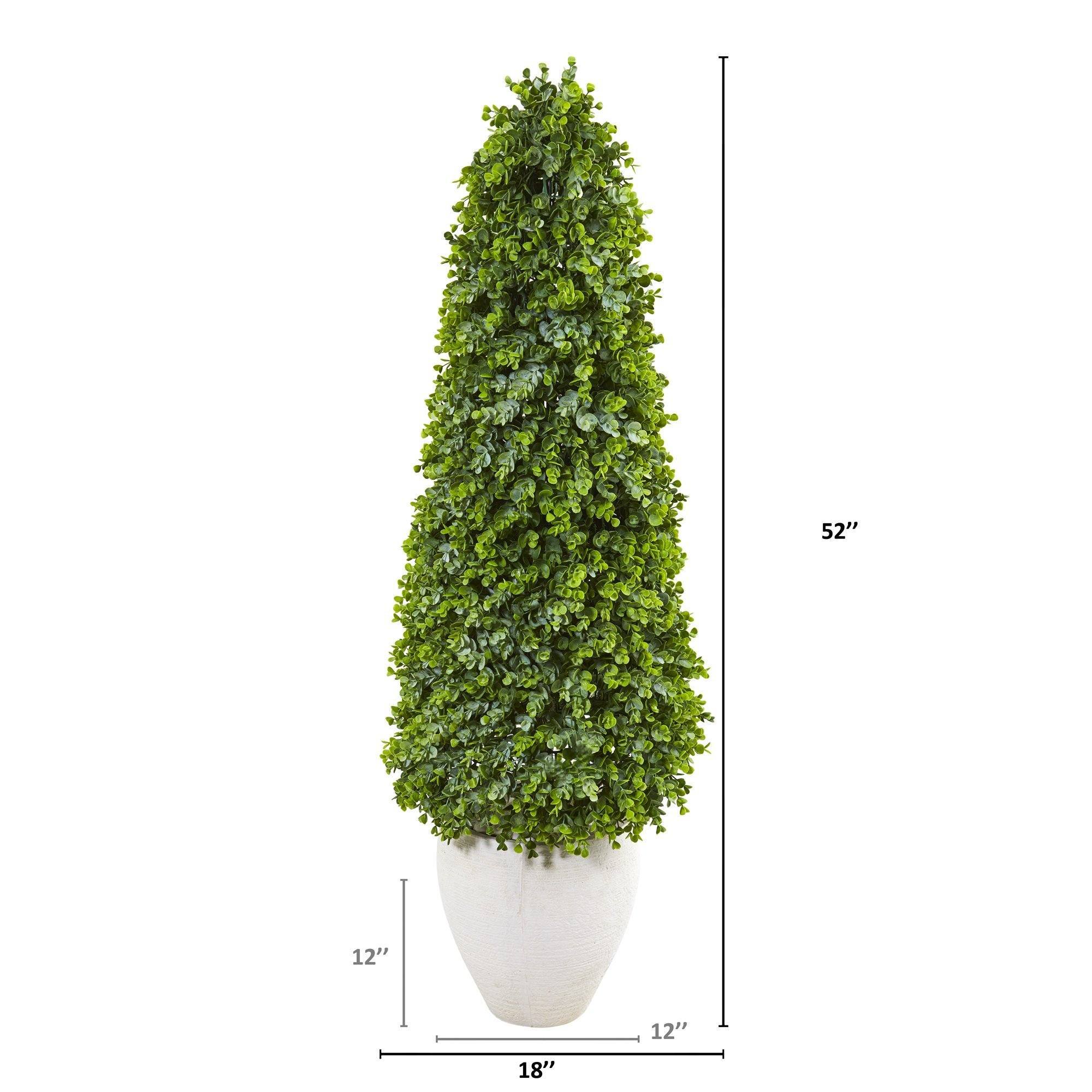 52” Eucalyptus Topiary Artificial Tree in White Planter (Indoor/Outdoor)