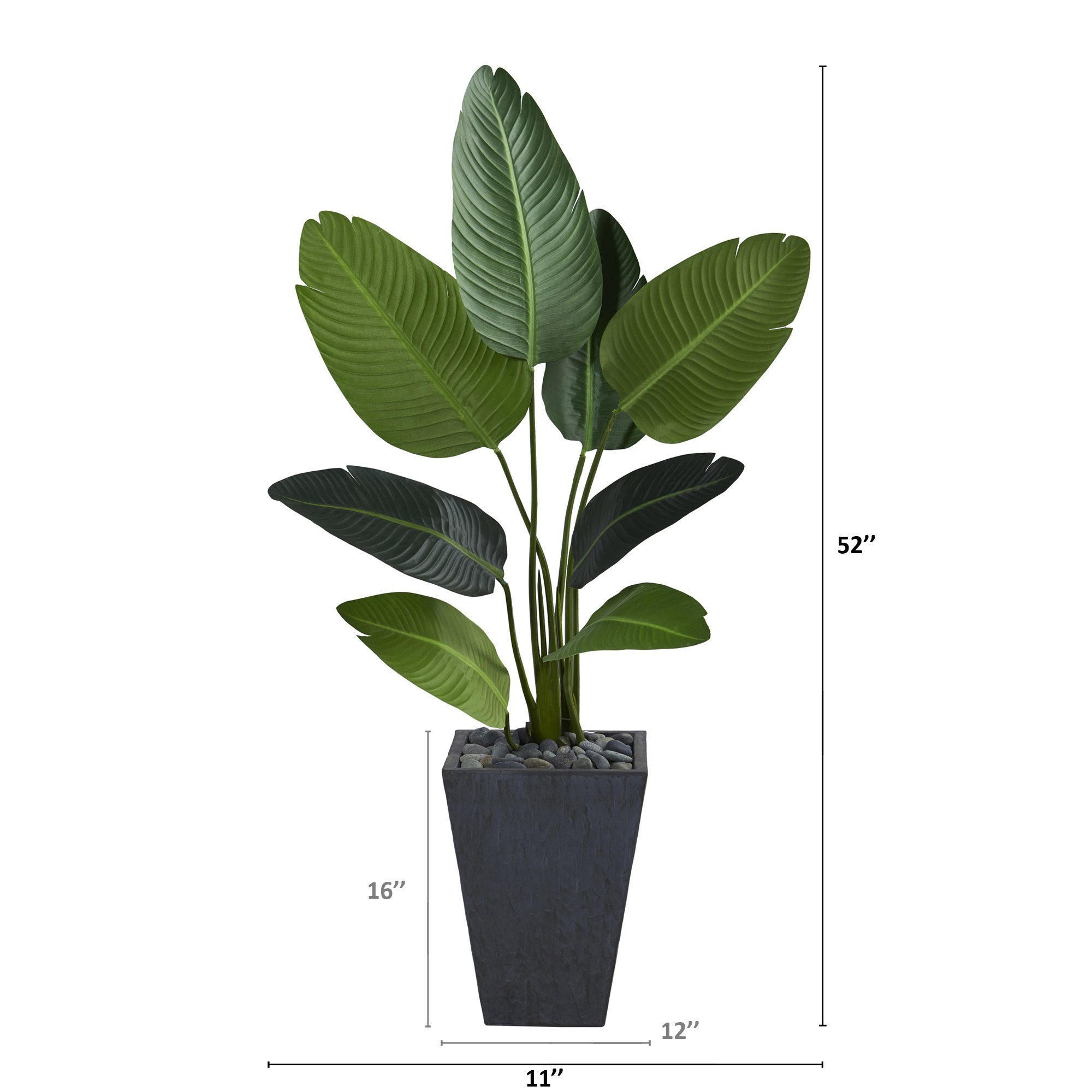 52” Traveler's Palm Artificial Tree in Slate Planter