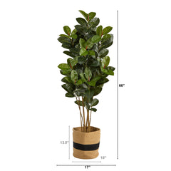 5.5’ Oak Artificial Tree in Handmade Natural Cotton Planter UV Resistant (Indoor/Outdoor)