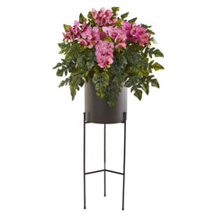 55” Phalaenopsis Orchid, Holly Fern Plant in Black Planter