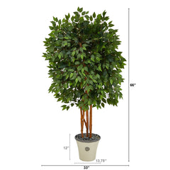 5.5’ Artificial Super Deluxe Ficus Tree in Decorative Planter
