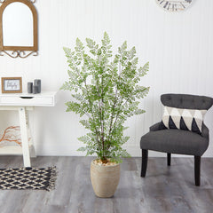 58” Ruffle Fern Artificial Tree in Sand Colored Planter