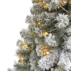 6' Flocked West Virginia Fir Artificial Christmas Tree with 250 Clear LED Lights